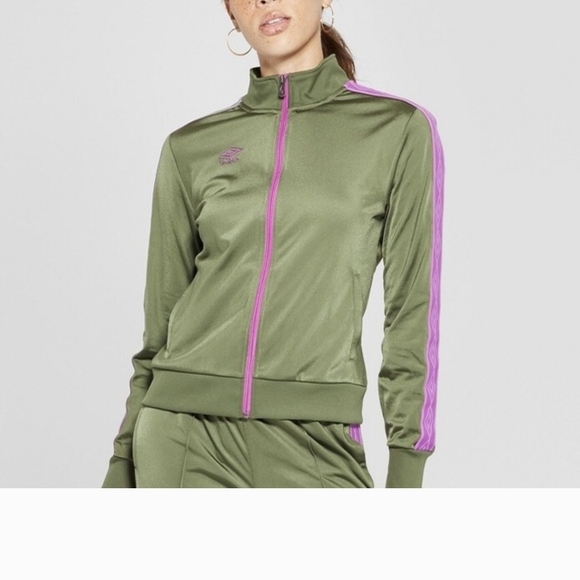 Umbro Women's Green and Purple Bomber set of 2pcs Jacket and pants - Picture 2 of 5